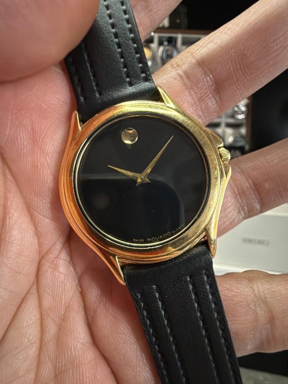 Movado Museum Classic 35mm Gold Tone Black Dial Swiss Quartz 87D1863